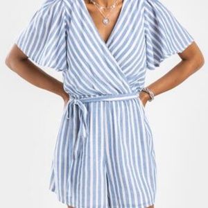 Blue and White Romper